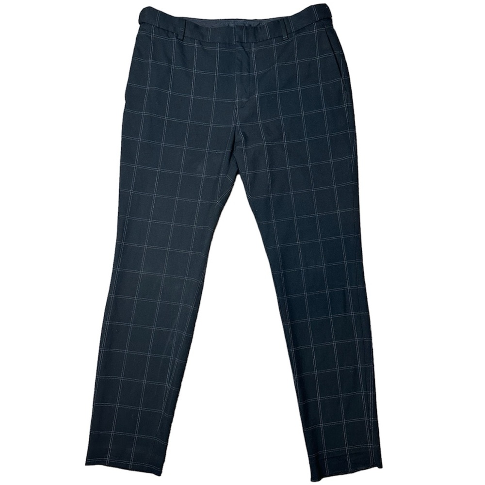 H&M Men's Black Plaid Trousers Dress Pants Formal Business Size Waist 34